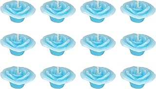 MEGA CANDLES Mega Candles 12 pcs Unscented Light Blue Floating Rose Petals Flower Candle, Hand Poured Paraffin Wax - Image 1