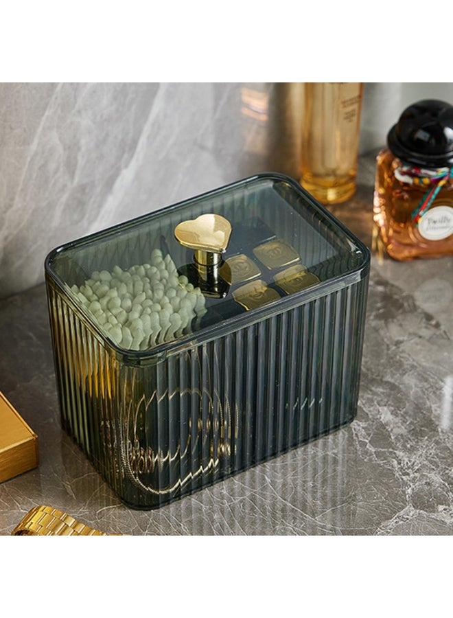 Qtips Holder Bathroom Container,3-Section Cotton Ball/Swabs Dispenser,3 Grids Apothecary Jar Organizer, Cosmetics Storage for Vanity - Image 4