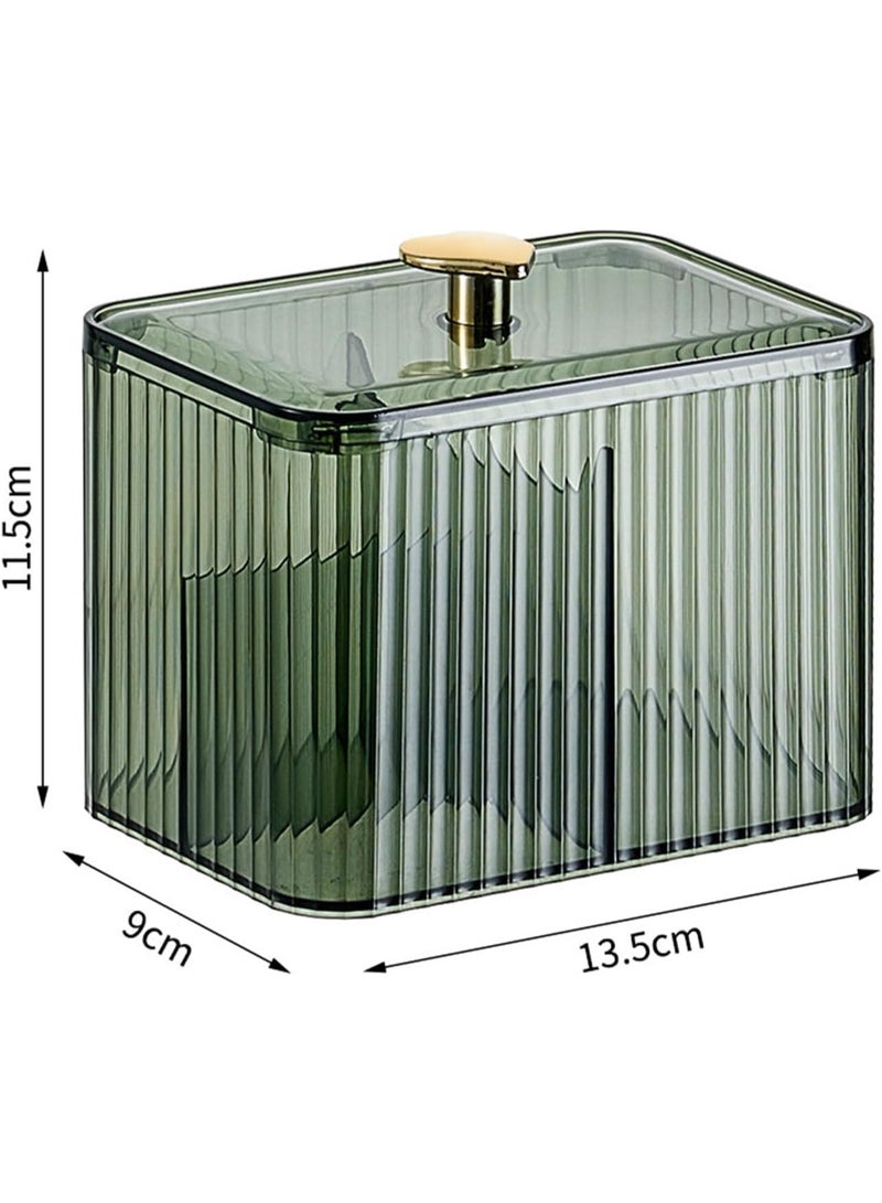 Qtips Holder Bathroom Container,3-Section Cotton Ball/Swabs Dispenser,3 Grids Apothecary Jar Organizer, Cosmetics Storage for Vanity - Image 3