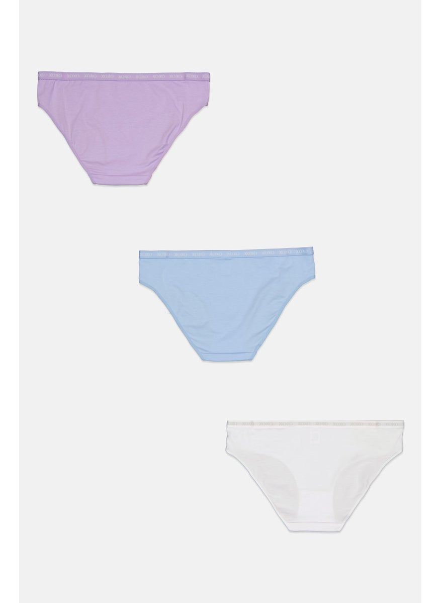 XOXO Women 3 Pack Brand Logo Cheeky Panties, White  - Image 1