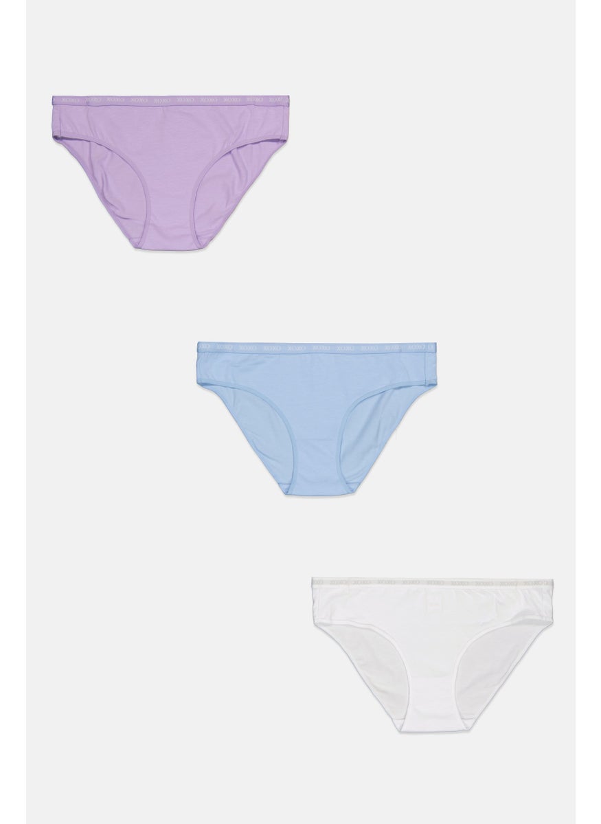 XOXO Women 3 Pack Brand Logo Cheeky Panties, White  - Image 3