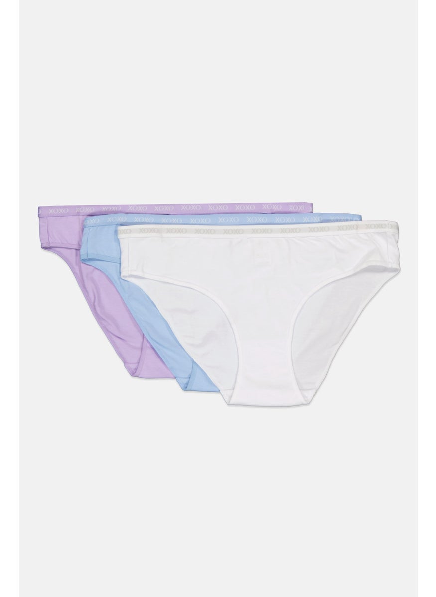 XOXO Women 3 Pack Brand Logo Cheeky Panties, White  - Image 2