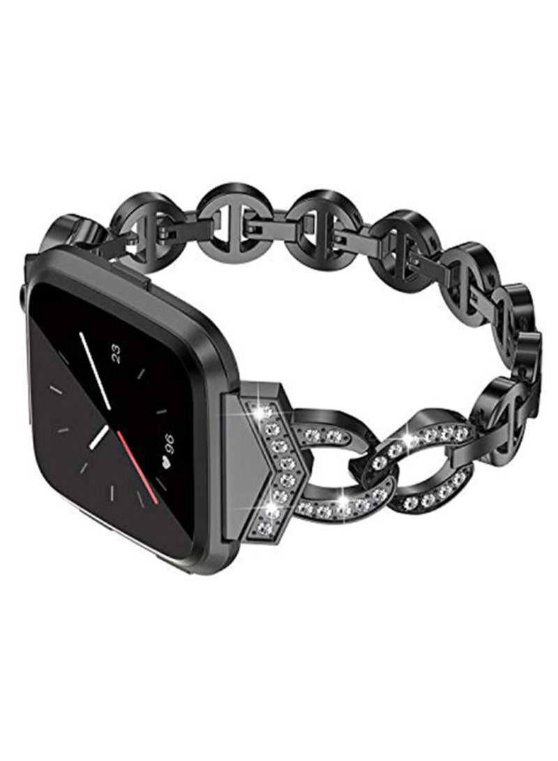 Ozone Rhinestone Bracelet Adjustable Replacement Wrist Watch Band For Fitbit Versa 2 Black - Image 2