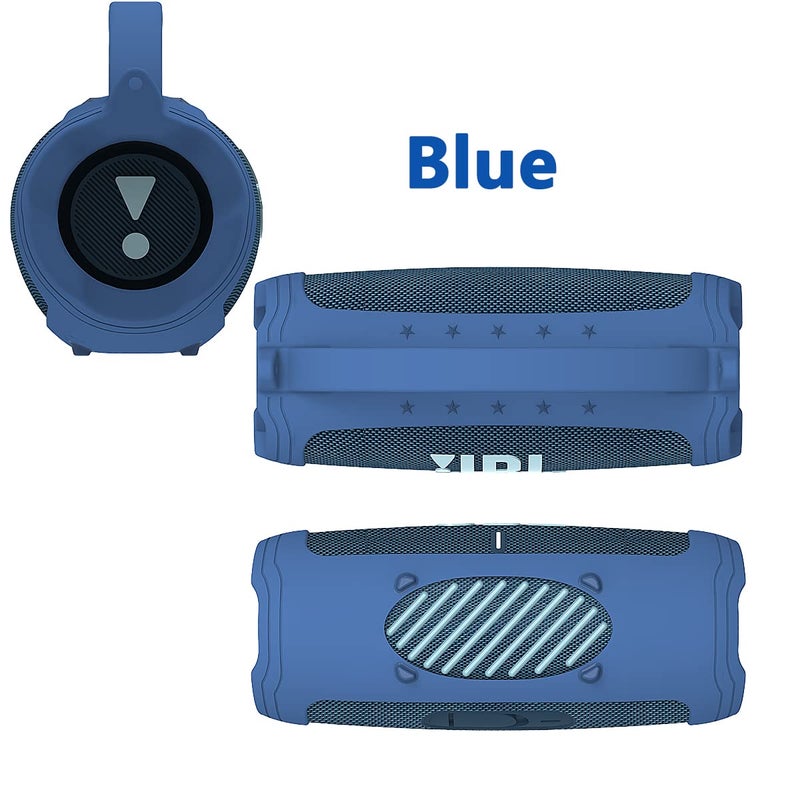 JCHPINE Silicone Cover Case for JBL Charge 5 Portable Bluetooth Speaker, Protective Skin Holder for JBL Charge 5 Speaker Accessories (Blue Case, NOT Fit Wi-Fi Version) - Image 4