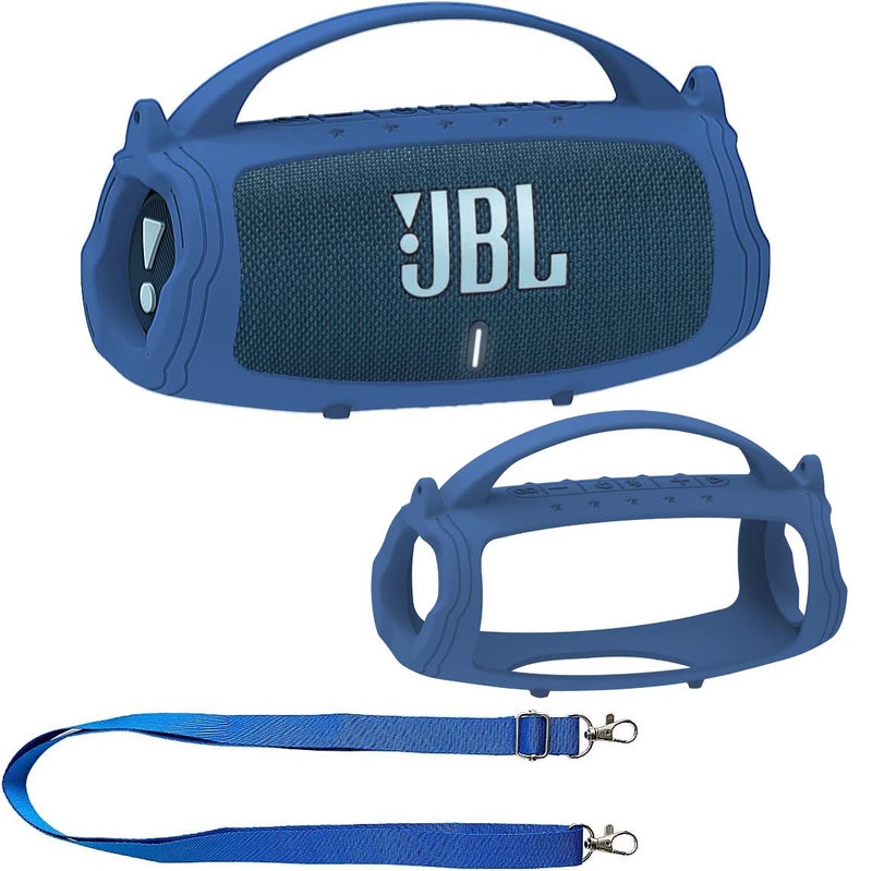 JCHPINE Silicone Cover Case for JBL Charge 5 Portable Bluetooth Speaker, Protective Skin Holder for JBL Charge 5 Speaker Accessories (Blue Case, NOT Fit Wi-Fi Version) - Image 1