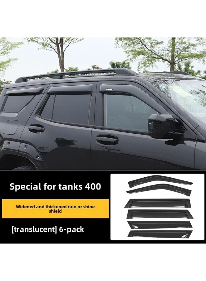 Tank 300/400/500 Sunlight Rain Bearer Translucent Rain Eyebrow Window Widened Rain Bearer Special Modification Exterior Trim-Color:Tank 400 Rain And Shine Shields Upgraded, Widened And Thickened - Translucent With Label, 6 Pieces-Specifications:Standard  - Image 1