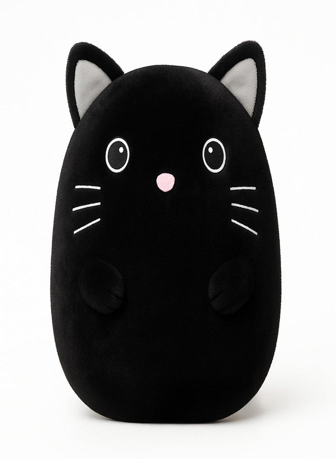 WEIGEDU Black Cat Kitty Stuffed Animals Plush Toys with Embroidered Eyes for Boy Girl Baby Halloween Decoration Pillow Cushion Sofa Housewarming Gifts - Image 1