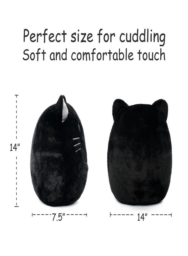 WEIGEDU Black Cat Kitty Stuffed Animals Plush Toys with Embroidered Eyes for Boy Girl Baby Halloween Decoration Pillow Cushion Sofa Housewarming Gifts - Image 3