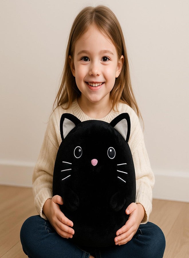 WEIGEDU Black Cat Kitty Stuffed Animals Plush Toys with Embroidered Eyes for Boy Girl Baby Halloween Decoration Pillow Cushion Sofa Housewarming Gifts - Image 2