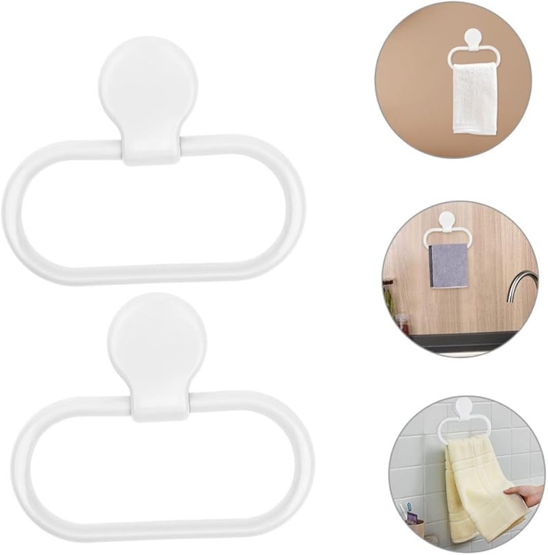 Adhesive Towel Holder 2 Pack No Drill Wall Mounted Rack For Bathroom Kitchen Space Saving Design - Image 4