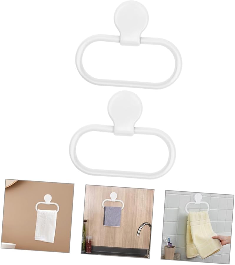 Adhesive Towel Holder 2 Pack No Drill Wall Mounted Rack For Bathroom Kitchen Space Saving Design - Image 3