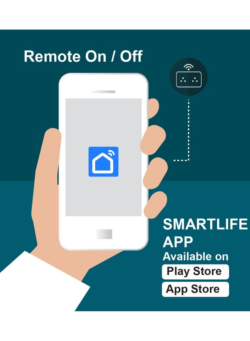 SASKA Smart WiFi Wall Socket Glass Panel Outlet Remotely Controlled Works with Voice Assistant | No Hub Required - Image 4