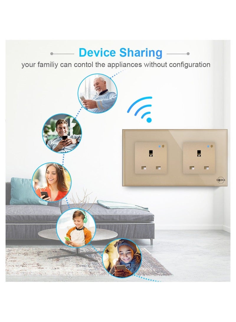 SASKA Smart WiFi Wall Socket Glass Panel Outlet Remotely Controlled Works with Voice Assistant | No Hub Required - Image 3