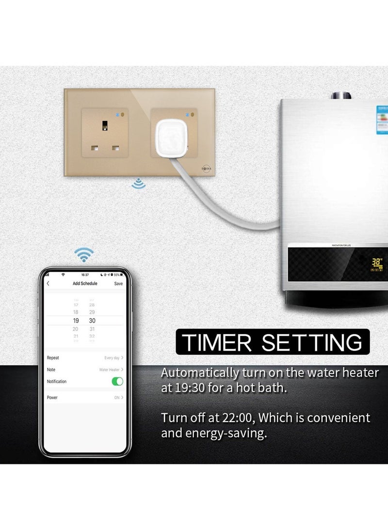SASKA Smart WiFi Wall Socket Glass Panel Outlet Remotely Controlled Works with Voice Assistant | No Hub Required - Image 5