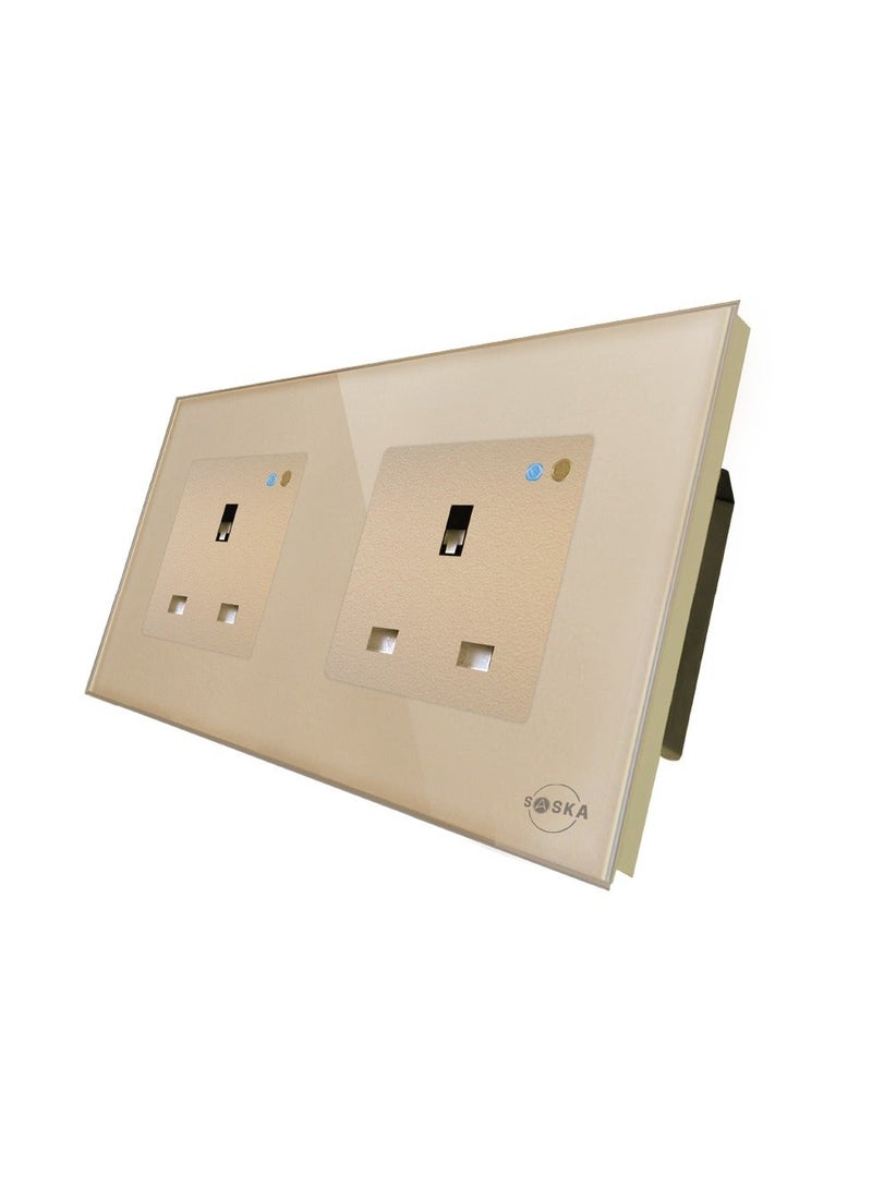 SASKA Smart WiFi Wall Socket Glass Panel Outlet Remotely Controlled Works with Voice Assistant | No Hub Required - Image 1
