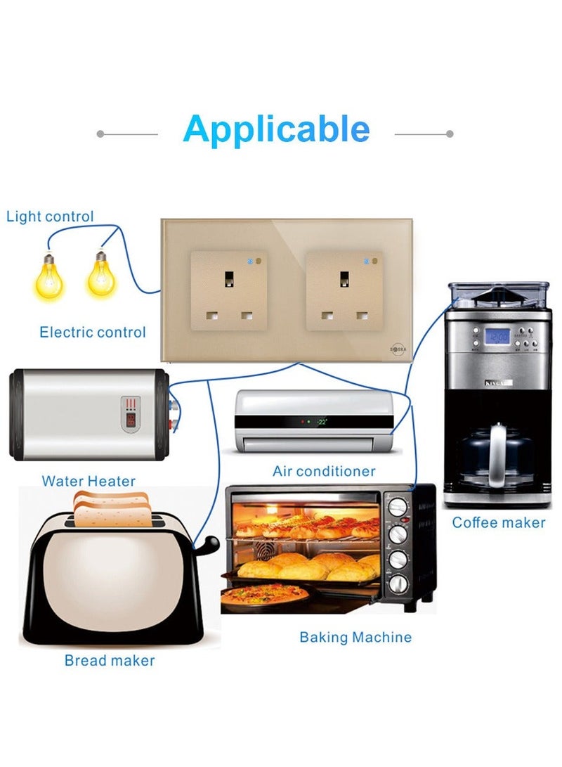 SASKA Smart WiFi Wall Socket Glass Panel Outlet Remotely Controlled Works with Voice Assistant | No Hub Required - Image 2