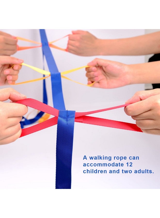 TecUnite تيك يونايت 2 عبوات حبل مشي قصير مع 12 مقبض حبل أمان خارجي لرعاية الأطفال لمرحلة ما قبل المدرسة للأطفال الصغار، 12 طفل 2 بالغين (لون جديد) - Image 5