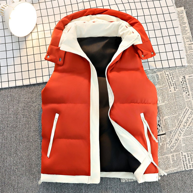 7967 Popular Layered Cotton Vest Men'S Korean Style Trendyy Hooded Waistoutwear Thickeneded Warm Youth Jacket Men - Image 2