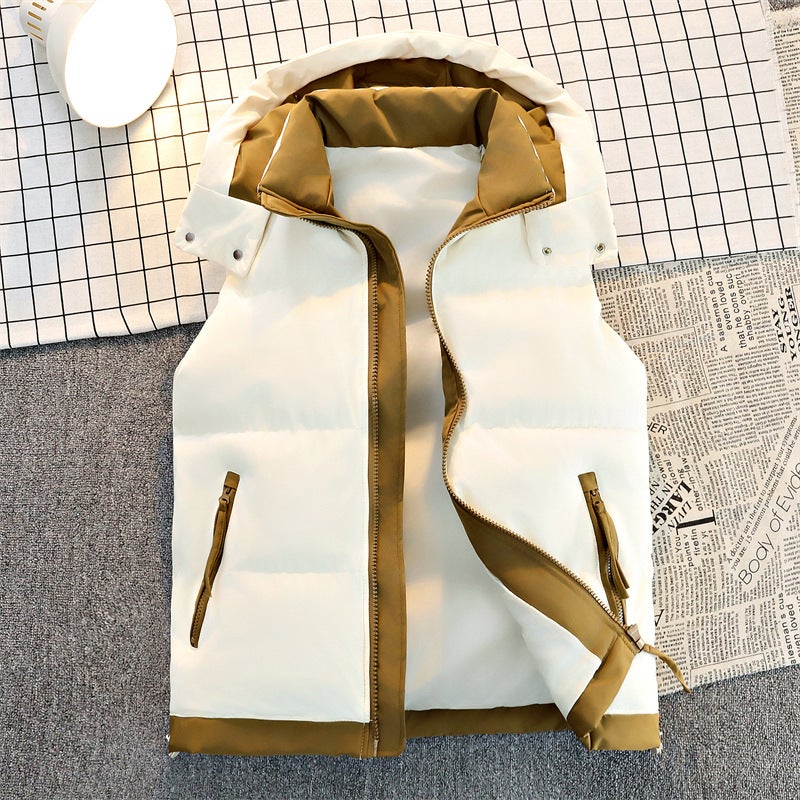 7967 Popular Layered Cotton Vest Men'S Korean Style Trendyy Hooded Waistoutwear Thickeneded Warm Youth Jacket Men - Image 5