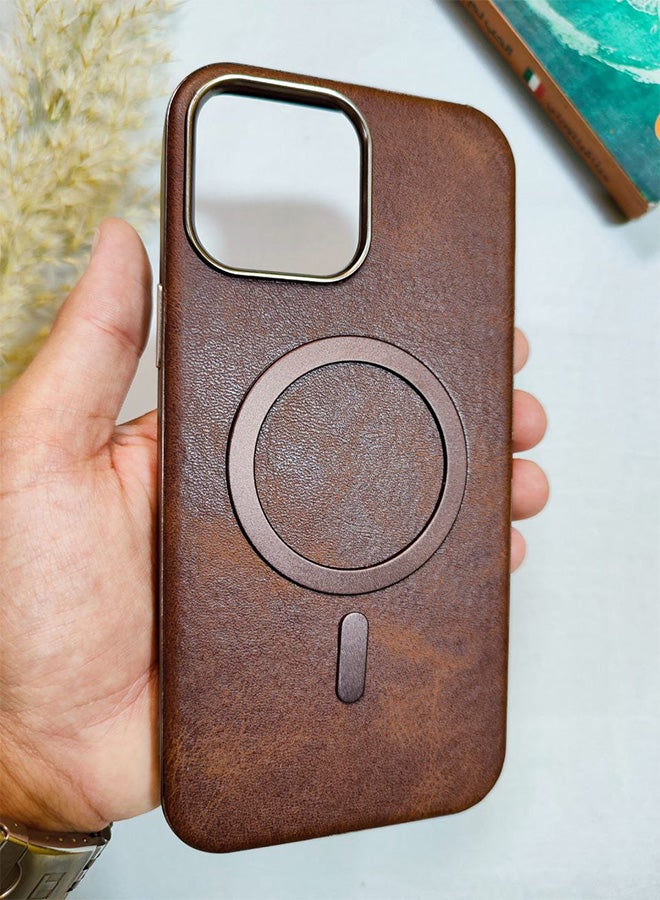 Leather Case CompatibleWith Phone Iphone 13 Pro Max, Supports MagSafe Wireless Charging, Shock-Resistant Cover, Made Of Premium Leather That Acquires A Natural Patina Over Time, Raised Camera Protector Protects The Lens Assembly, With Inner Lining, For Phone Iphone 13 Pro Max - Brown - Image 4