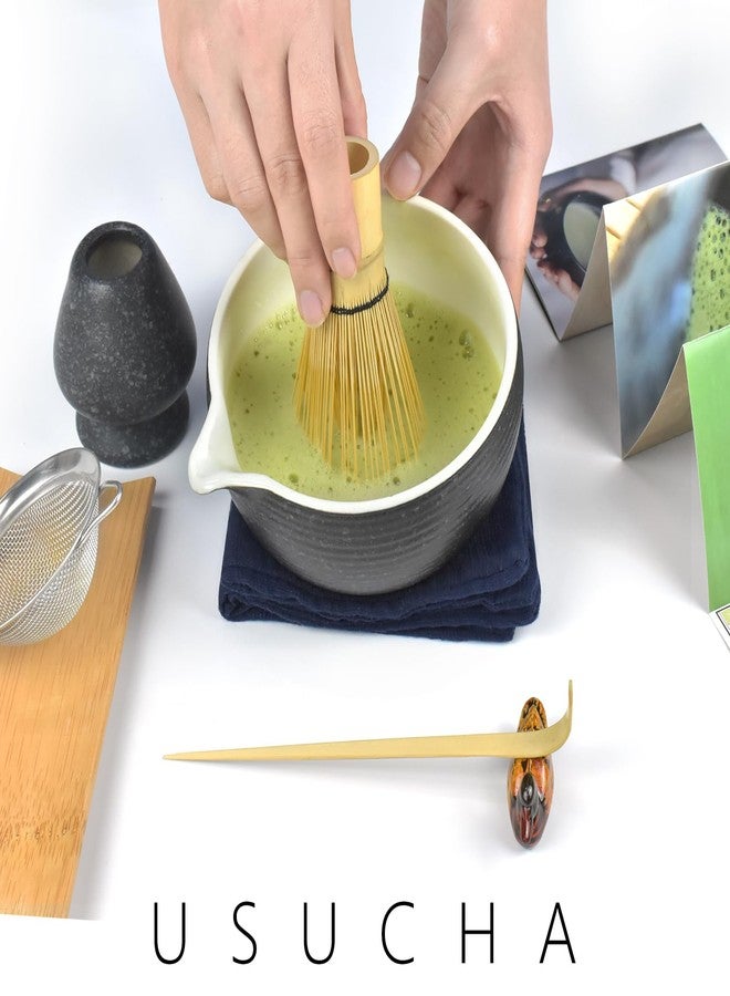 Artcome Bluestone Glaze Matcha Kit for Japanese Tea Ceremony, Bowl with Pouring Spout, Whisk, Tea Scoop, Matcha Powder Strainer, Matcha Tea Set For Making Usucha, Koicha and Matcha Latte (8 PCS) - Image 4