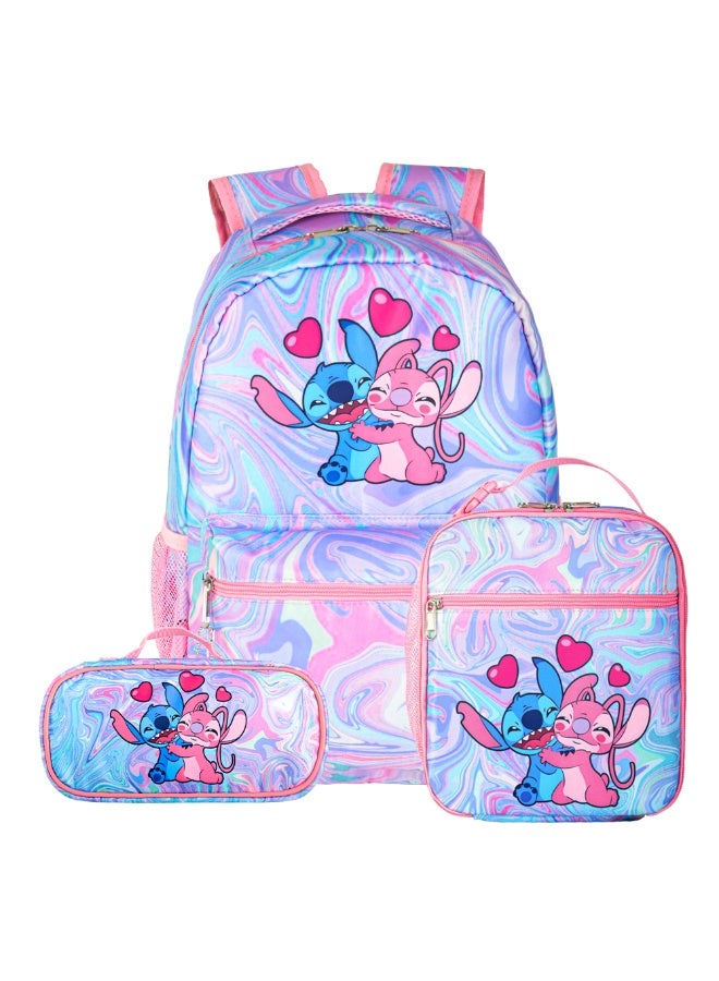 General New cartoon animation pink three-piece backpack (available for primary and secondary school children, travel, school, mountain climbing, sports) - 14  - Image 1
