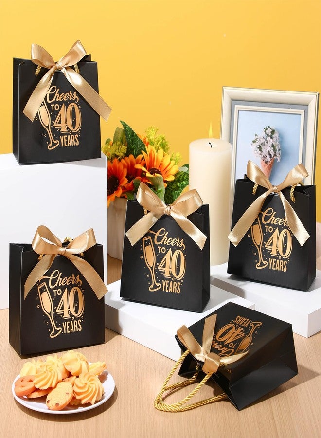 Clysee 25 Pcs 40th Birthday Party Favors 40th Birthday Gift Bags with Handles Black and Gold Small Gift Bags for Birthday Anniversary Supplies Decorations Goodie Candy Bags for Wedding Party Supplies - Image 3