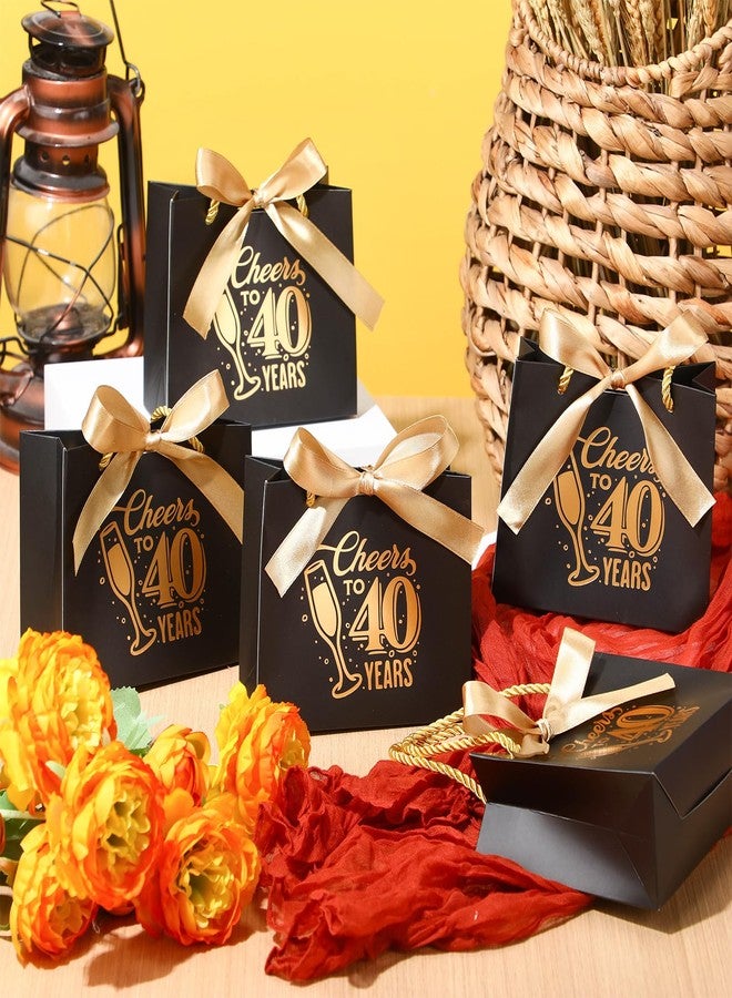 Clysee 25 Pcs 40th Birthday Party Favors 40th Birthday Gift Bags with Handles Black and Gold Small Gift Bags for Birthday Anniversary Supplies Decorations Goodie Candy Bags for Wedding Party Supplies - Image 4