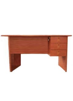 AL WADI FURNITURE Compact 3 Drawer Central Lockable Wooden Office Desk Office Table Computer Table, Cherry - 115L x 55W x 75H cm  - Image 4