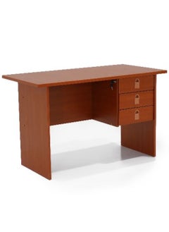 AL WADI FURNITURE Compact 3 Drawer Central Lockable Wooden Office Desk Office Table Computer Table, Cherry - 115L x 55W x 75H cm  - Image 1