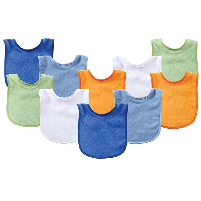 Luvable Friends Unisex Baby Cotton Terry Bibs, Blue Orange, One Size - Image 2