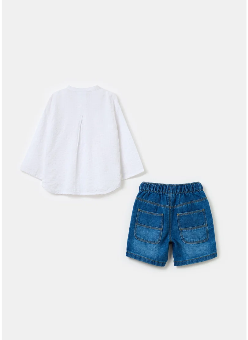 Ovs Shirt And Bermuda Shorts Outfit, With Drawstring