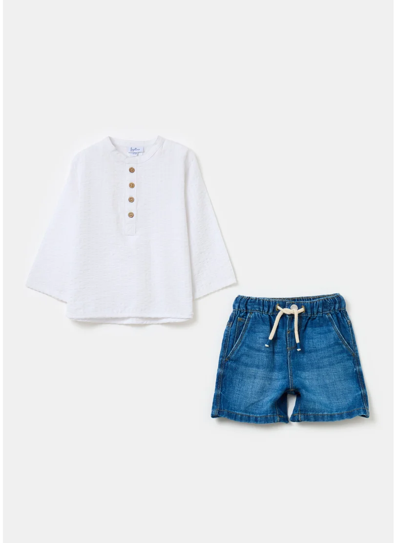 Ovs Shirt And Bermuda Shorts Outfit, With Drawstring