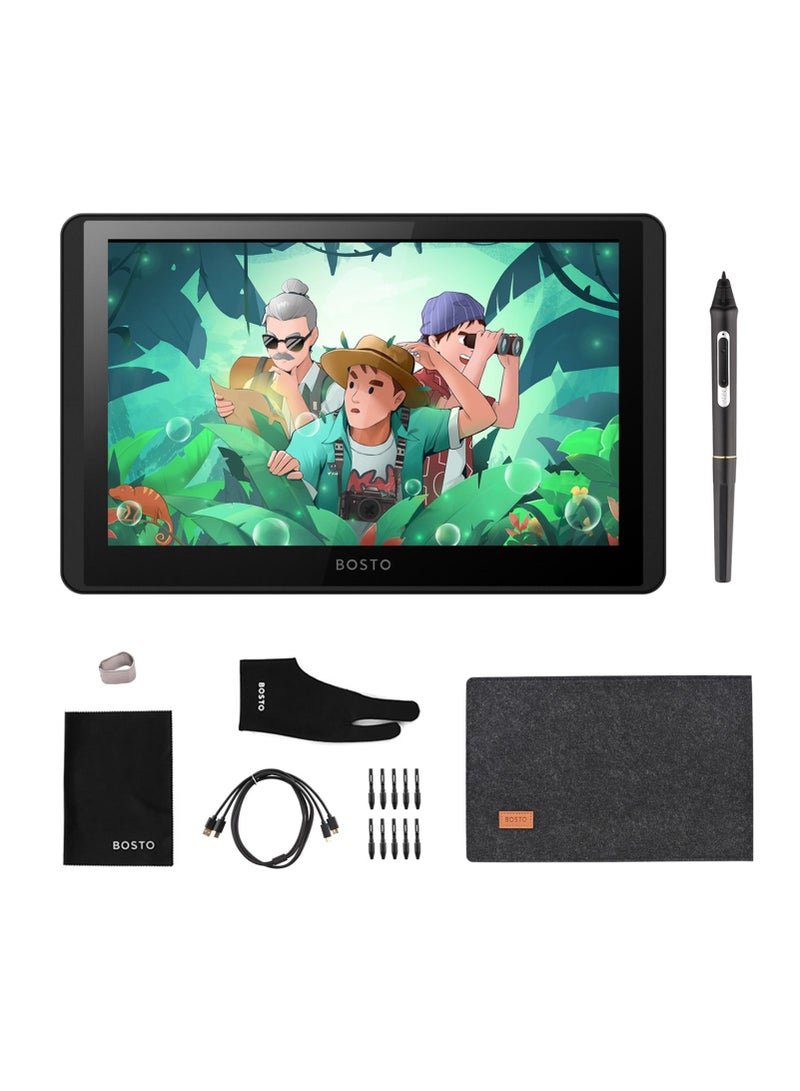 IPS Graphics Drawing Tablet Monitor 11.6 Inch Size 1366x768 Display 8192 Pressure Level Passive Technology with Tilt Function Support Windows MacOS USB-Powered with Interactive Stylus Pen