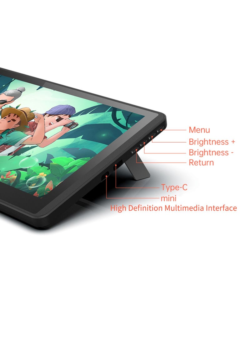 IPS Graphics Drawing Tablet Monitor 11.6 Inch Size 1366x768 Display 8192 Pressure Level Passive Technology with Tilt Function Support Windows MacOS USB-Powered with Interactive Stylus Pen