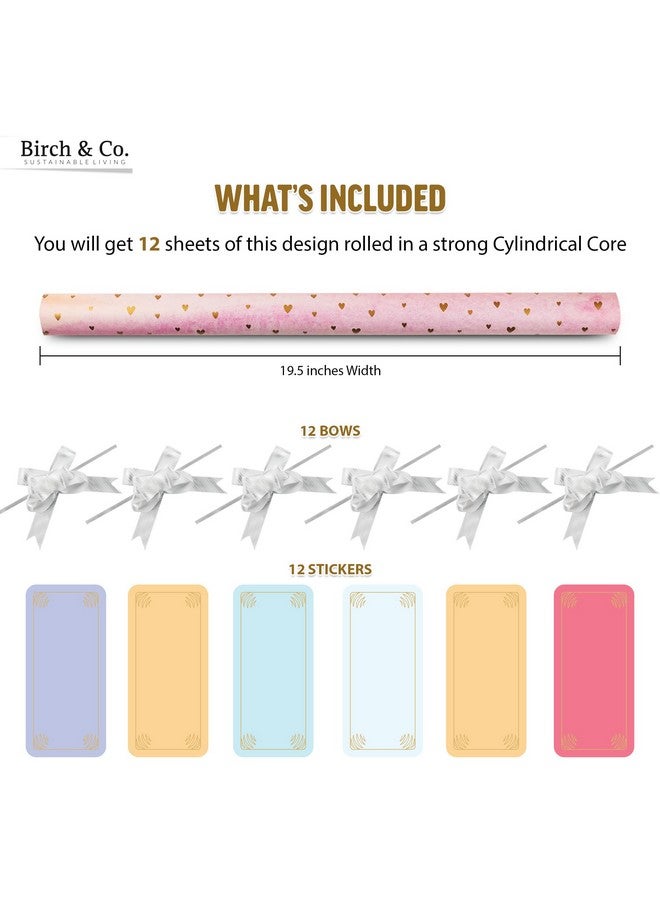 Birch & Co. Gift Wrapping Paper Sheet-Gift Paper-Gift Wrap Roll-Gift Papers Sheets-Gift Cover Rapping Paper-- Premium Design Paper Sheet For Gift Packing, Pack Of 12-Ombre Hearts,Multicolor - Image 2