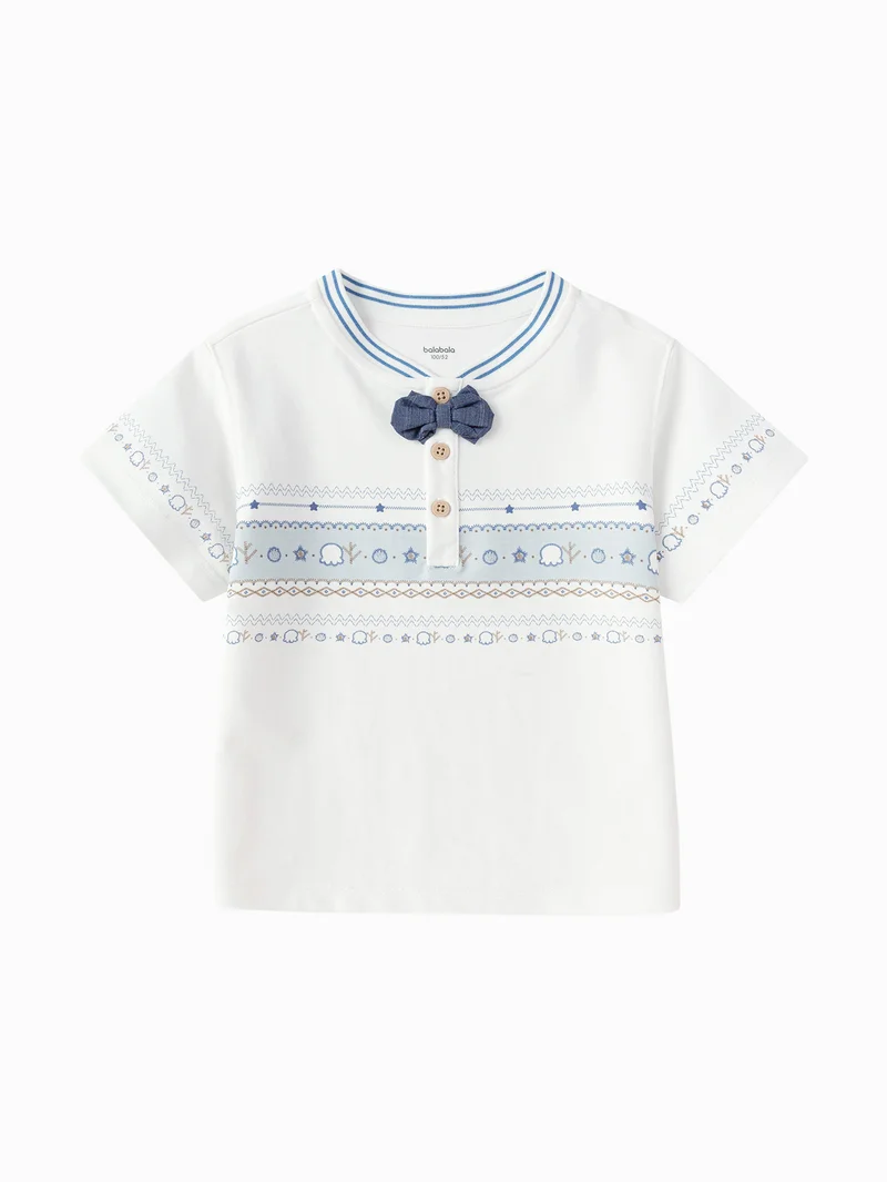 Balabala Toddler Boys Round v-neck short-sleeved T-shirt