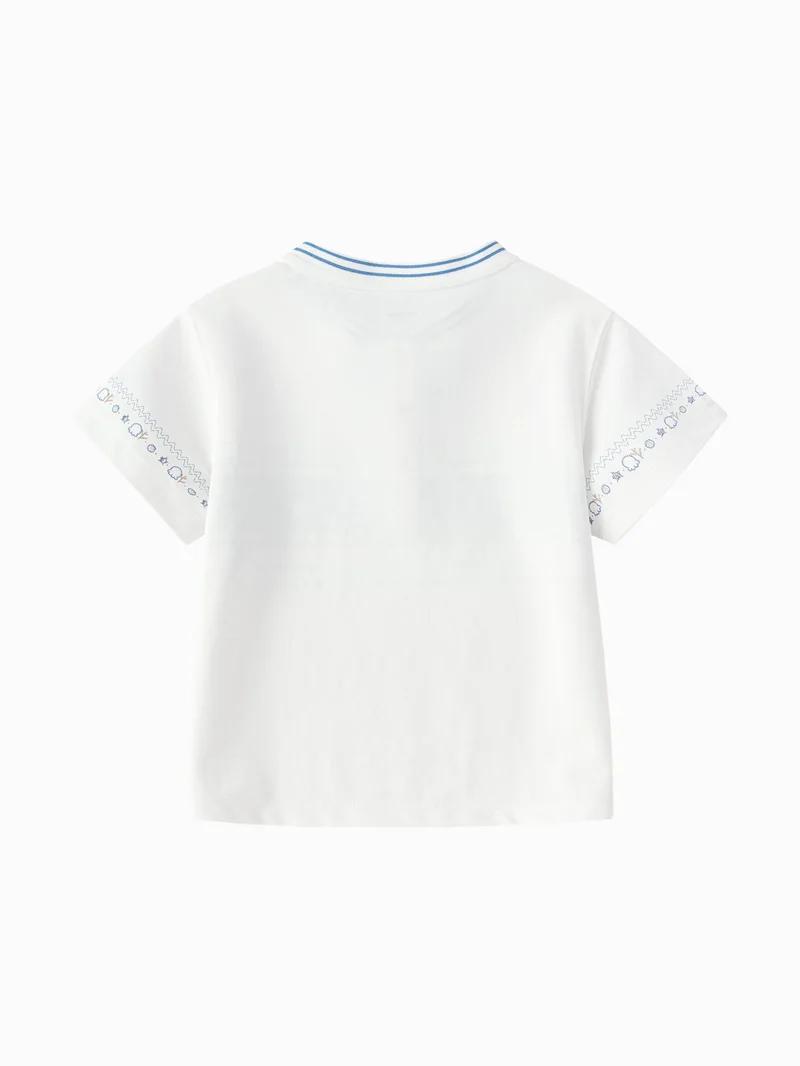 Balabala Toddler Boys Round v-neck short-sleeved T-shirt