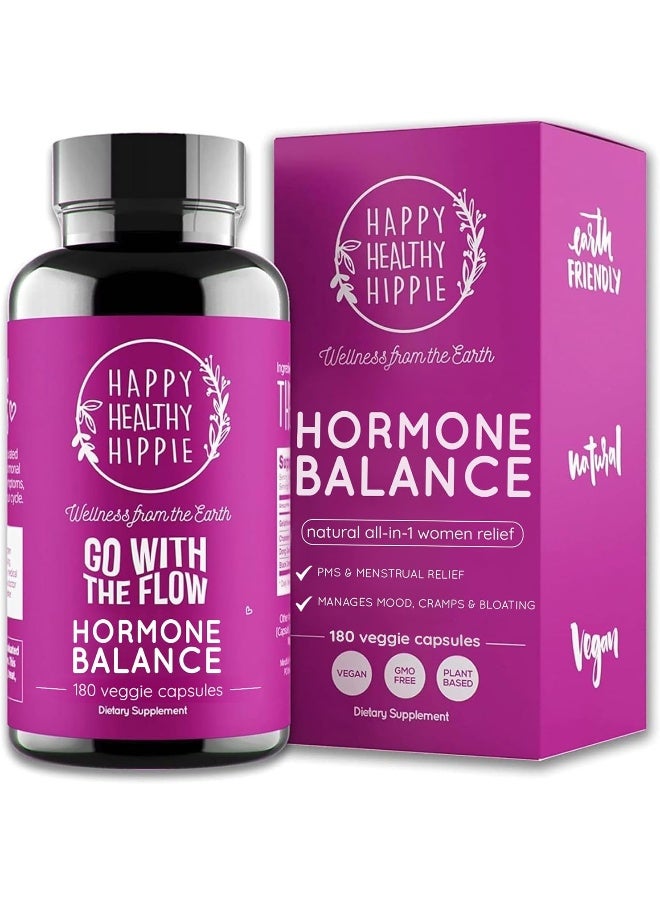 Happy Healthy Hippie Go with The Flow Hormone Balance for Women - Supports All Hormonal Stages - 60 Vegan Non-GMO Capsules - Image 1