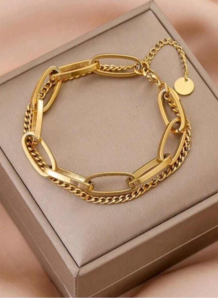 Jewelry 4You Elegant & High Quality Stainless Steel Gold Plated Bracelet Bangle For Women - Image 1
