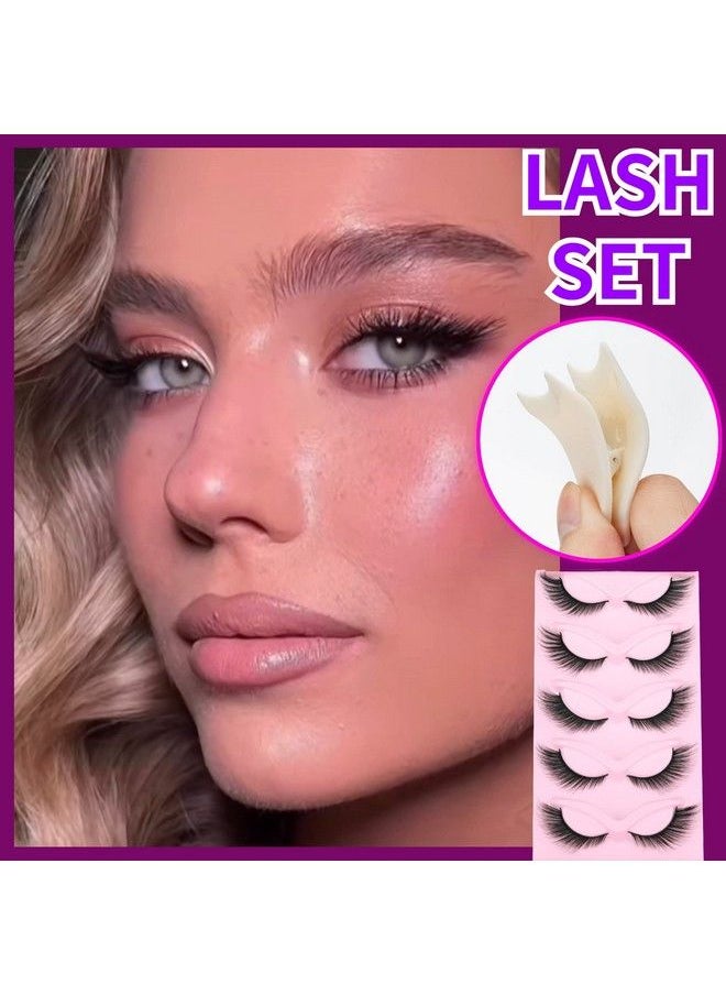 Fox Eye Lashes Angle Wing Lashes Natural Look L Curl False Eyelashes With Applicator Tool Mink Fluffy Cat Eye Lashes Pack 3D Strip Short Fake Eyelashes By Heyalice D489