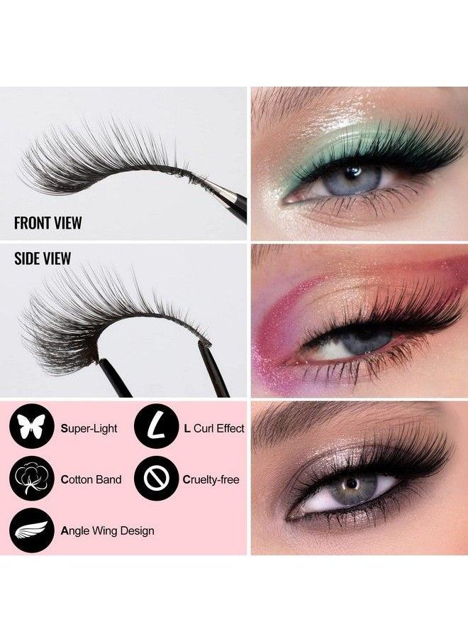 Fox Eye Lashes Angle Wing Lashes Natural Look L Curl False Eyelashes With Applicator Tool Mink Fluffy Cat Eye Lashes Pack 3D Strip Short Fake Eyelashes By Heyalice D489
