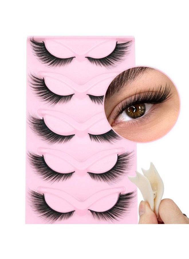 Fox Eye Lashes Angle Wing Lashes Natural Look L Curl False Eyelashes With Applicator Tool Mink Fluffy Cat Eye Lashes Pack 3D Strip Short Fake Eyelashes By Heyalice D489