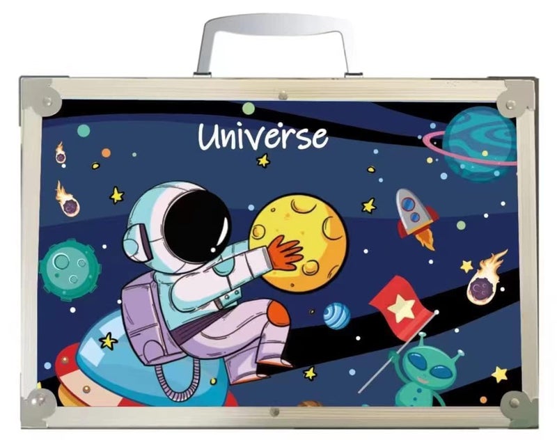 SHASHIKIRAN®Unicorn Art & Craft Painting Box, Big Coloring Suitcase Multiple 145 Color Kit, Professional Drawing Water Color Pencils, Oil Pastel, Sketches & Acrylic Paint (Blue Unicorn) - Image 1