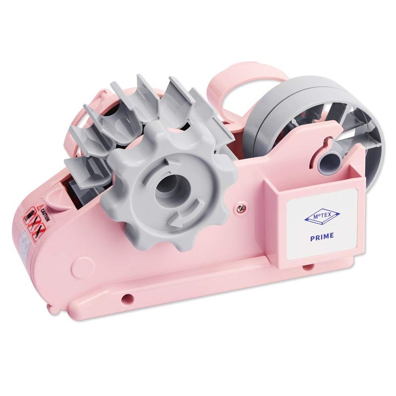 MoTEX Tape Dispenser Compatible with 3 Inch Core Tapes, 3 Rolls of Transparent Tapes with Dispenser -Prime (Light Pink) - Image 1