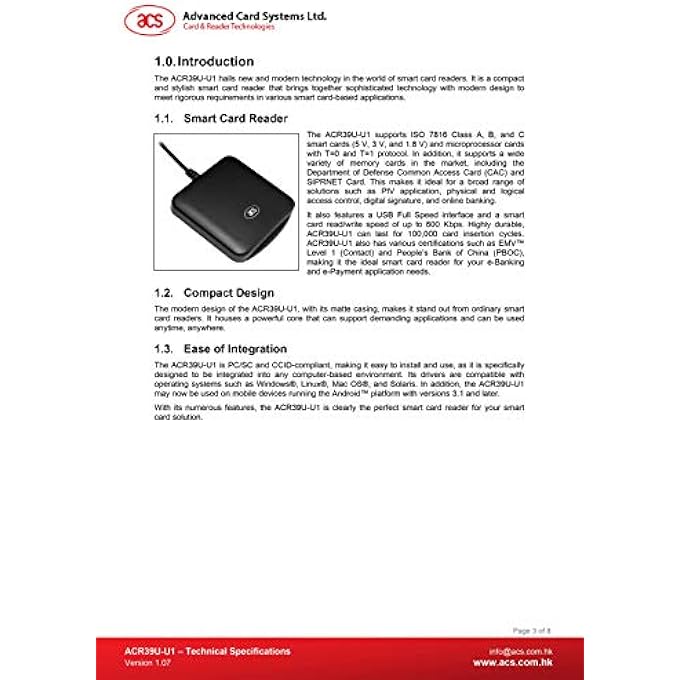 rayihni قارئ بطاقات ذكي ACR39U-U1 - Image 3