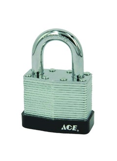 ACE 2-Piece Hardware Laminated Steel Double Locking Keyed Alike Padlock Silver and Black 1.5 Inch 5002175  - Image 2