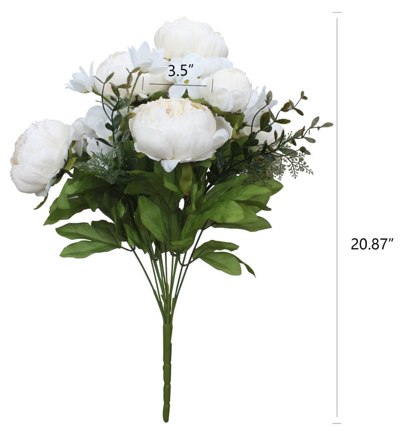 Duovlo Artificial Peony Silk Flowers Fake Flowers Vintage Wedding Home Decoration,Pack of 1 (Spring Milk White) - Image 2