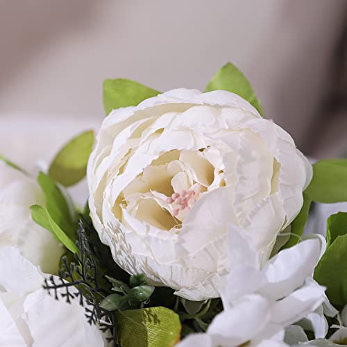 Duovlo Artificial Peony Silk Flowers Fake Flowers Vintage Wedding Home Decoration,Pack of 1 (Spring Milk White) - Image 5