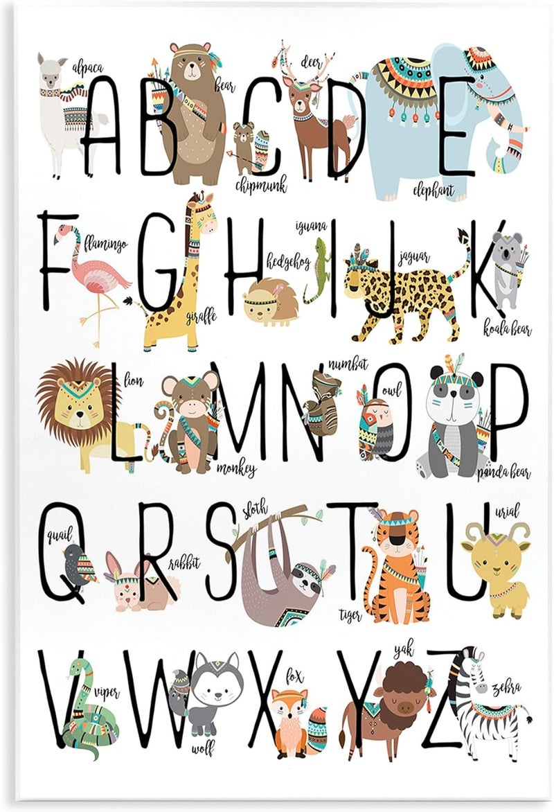 Stupell Industries Boho Animal ABCs Wall Plaque, 10x15, Design By Artist Erica Billups - Image 1